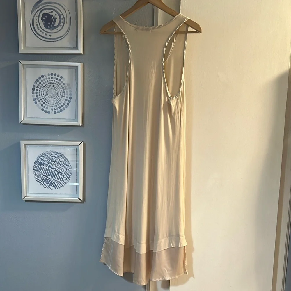 ORIGAMI By Vivien Creamy Beige Color Sleeveless Lace Hem Slip Dress Size L